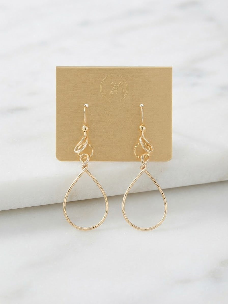 Gold Open Teardrop Minimalist Earrings