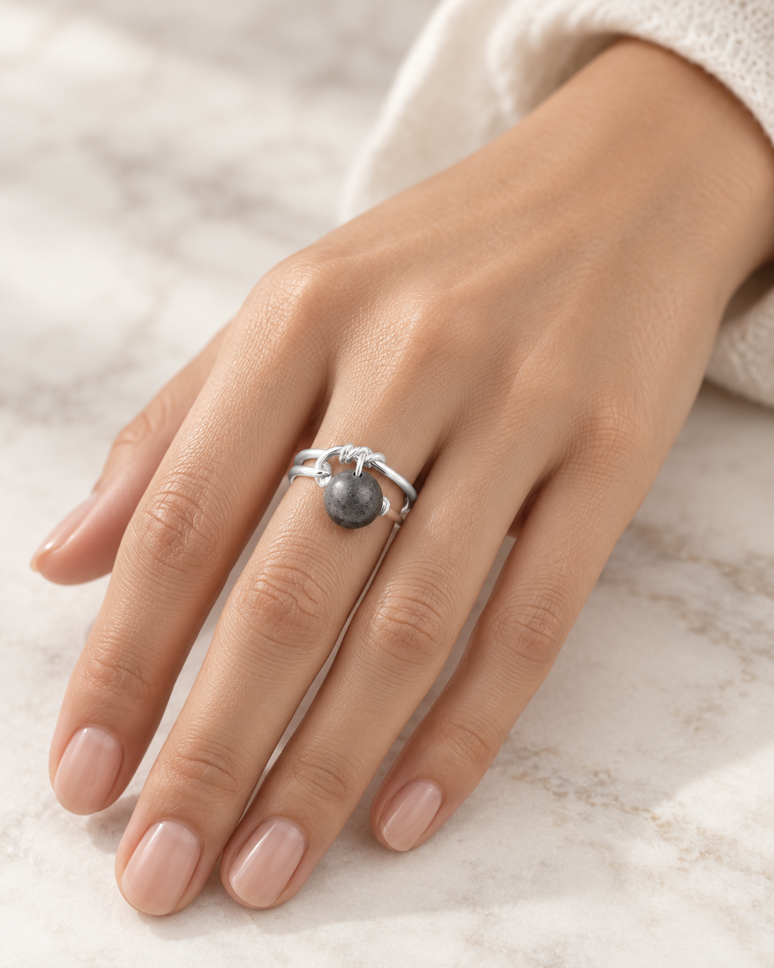 Charcoal Stone Wrap Ring