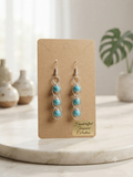 Turquoise Triple Bead Silver Drop Earrings