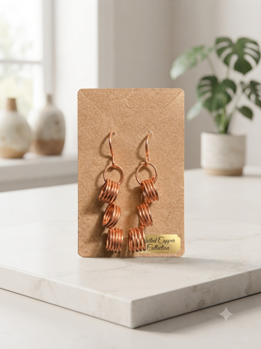 Copper Coil Statement Earrings