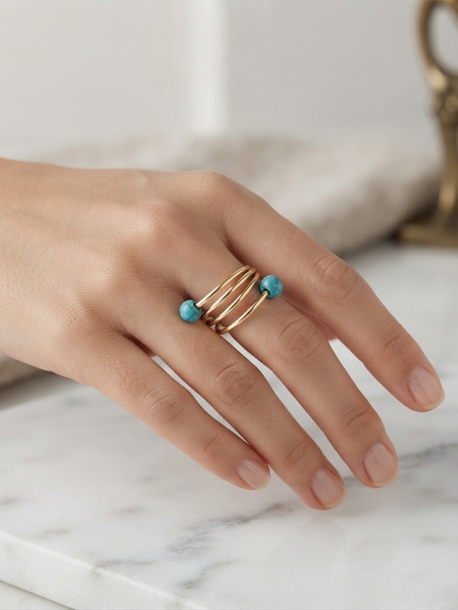 Turquoise Wire-Wrapped Ring