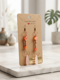 Copper and Blush Beaded Drop Earrings