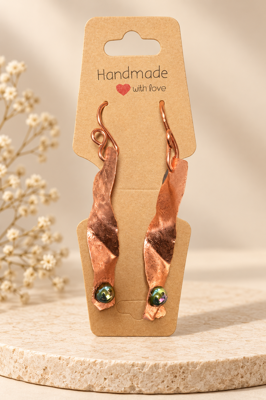 Hammered Copper Drop Earrings