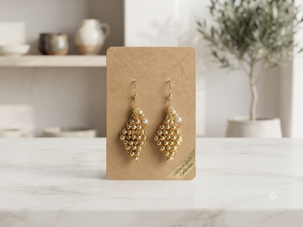 Gold Pearl-Look Cluster Earrings