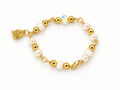 Gold Pearl Beaded Charm Bracelet