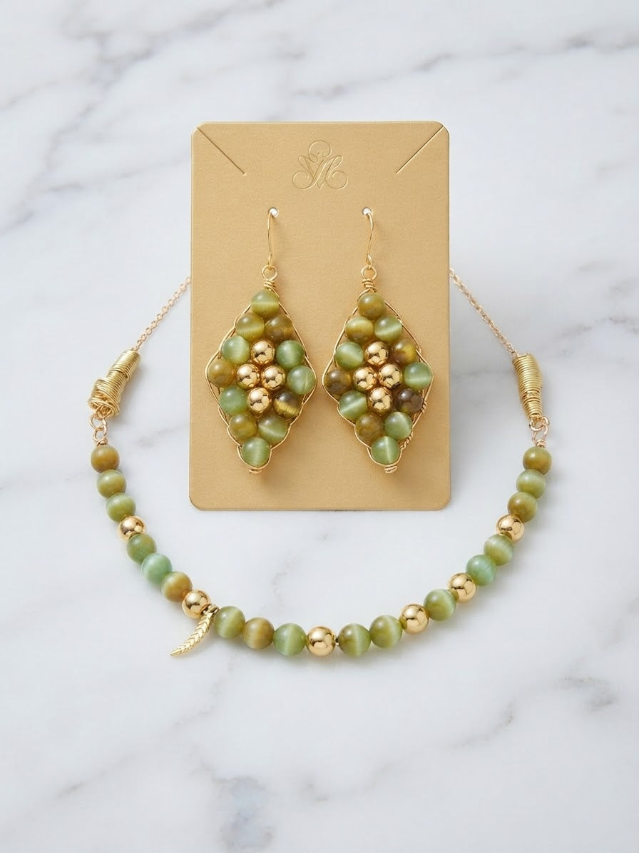 Handmade jewelry silver chains and earrings with beads and copper and gold chain with earrings and beads and copper