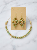Olive Pearl Earrings & Bracelet Set