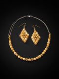 Handmade jewelry silver chains and earrings with beads and copper and gold chain with earrings and beads and copper
