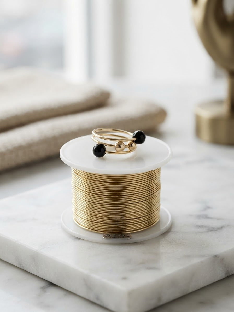 Black & Gold Bead Wire Ring