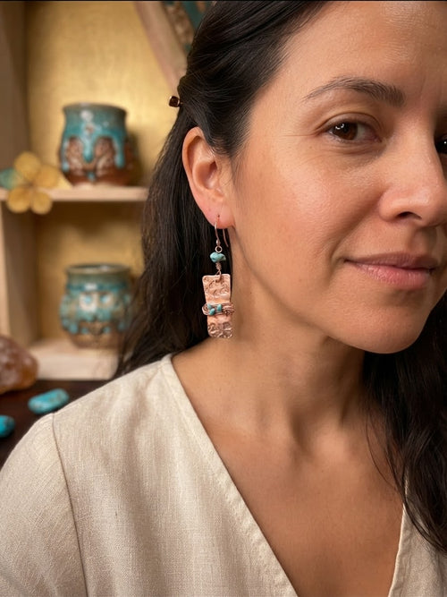 Copper & Turquoise Drop Earrings