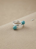 Turquoise Double-Bead Spiral Ring