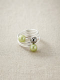 Green Pearl Spiral Ring