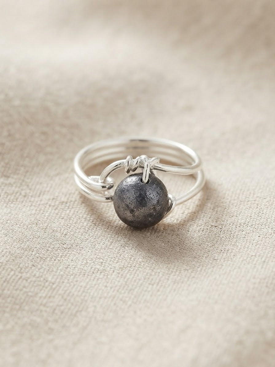 Charcoal Stone Wrap Ring