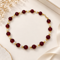 Burgundy Pearl & Gold Beaded Necklace