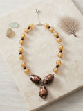 Amber Shell Drop Beaded Necklace