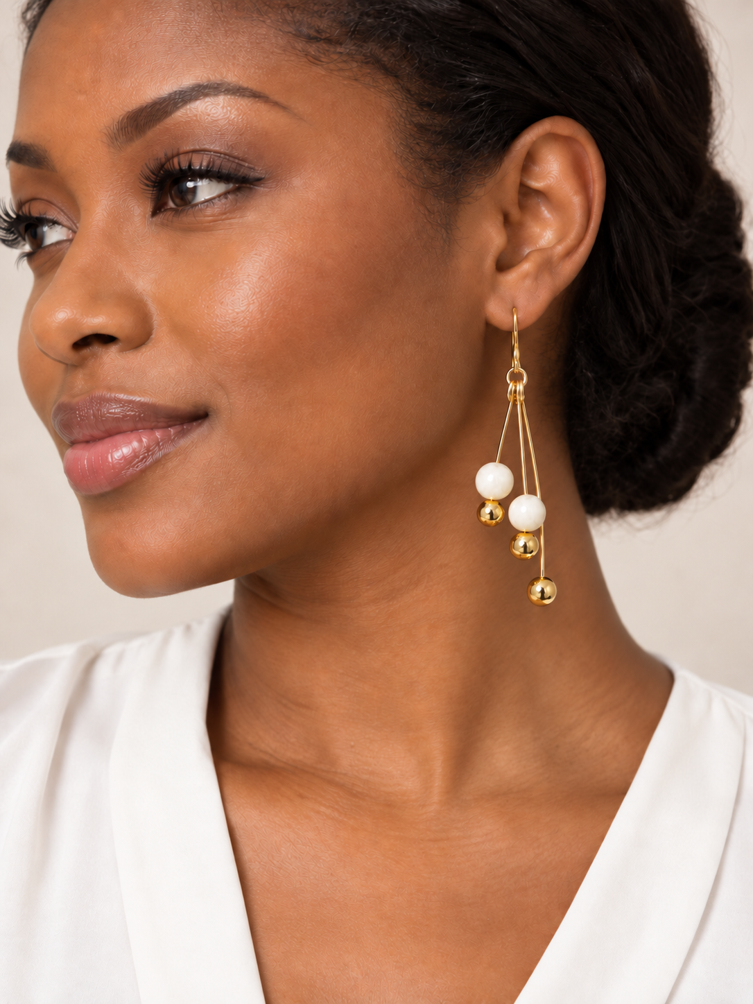 Golden Crystal Arc Earrings